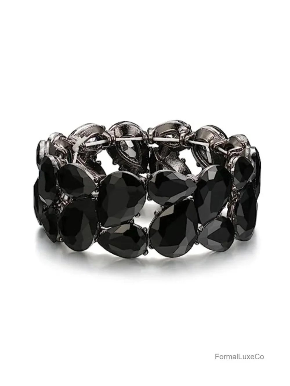 Art Deco Rhinestone Crystal Stretch Bangle Bracelet for Women Bridal Wedding